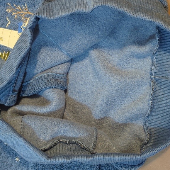 Bon Worth Sweater Lighthouses Women Medium Blue Button Winter Scene - Picture 9 of 11